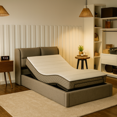 Somnuz® Restro Adjustable Genuine Leather Bed + Somnuz® Aire Mattress