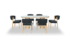 Lona Dining Set (1 Table + 6 Chair) by Wood Haven