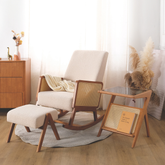 Jamie Wooden Rocking Chair with Ottoman