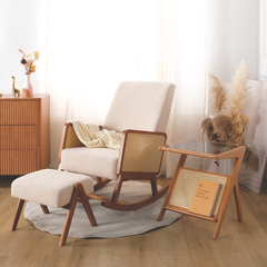 Jamie Wooden Rocking Chair with Ottoman