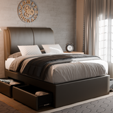 Xanie Faux Leather Drawer Bed Frame