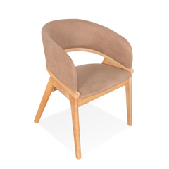 Vicky Wooden Dining Chair with Light Brown Fabric