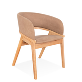 Vicky Wooden Dining Chair with Light Brown Fabric