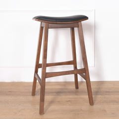 Morris Black Faux Leather Wooden Bar Stool