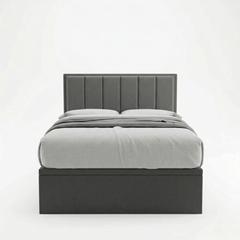 Snova Grey Fabric Storage Bed (Water Repellent) + Somnuz® Comfy 10" Individual Pocketed Spring Mattress