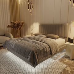 Delane Genuine Leather Floating Bed Frame (With LED) by Esteller