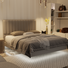 Delane Genuine Leather Floating Bed Frame (With LED) by Esteller