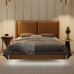 Grenne Genuine Leather Floating Bed Frame (With LED) by Esteller
