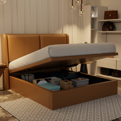 Grenne Genuine Leather Storage Bed (Gas Lift) by Esteller