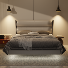 Kimble Genuine Leather Floating Bed Frame (With LED) by Esteller