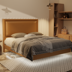 Jinny Genuine Leather Floating Bed Frame (With LED) by Esteller
