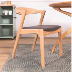 Dara Grey Fabric Wooden Dining Chair