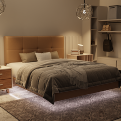 Koane Genuine Leather Floating Bed Frame (With LED) by Esteller