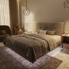 Koane Genuine Leather Floating Bed Frame (With LED) by Esteller