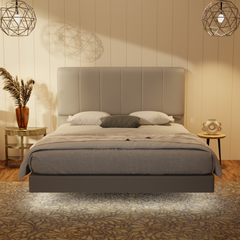 Joane Genuine Leather Floating Bed Frame (With LED) by Esteller