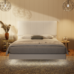 Joane Genuine Leather Floating Bed Frame (With LED) by Esteller
