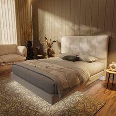 Joane Genuine Leather Floating Bed Frame (With LED) by Esteller
