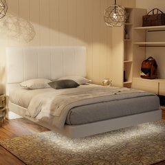 Joane Genuine Leather Floating Bed Frame (With LED) by Esteller