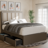 Torian Faux Leather Drawer Bed Frame