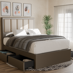 Torian Faux Leather Drawer Bed Frame