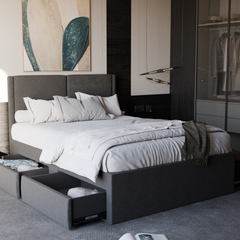 Garry Fabric Drawer Bed Frame (Water Repellent)