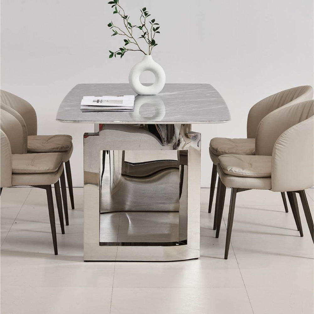 Vasco Glossy Sintered Stone Dining Table (160cm/180cm/200cm) - Maxi Home Furnishing