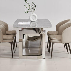 Vasco Glossy Sintered Stone Dining Table (160cm/180cm/200cm) - Maxi Home Furnishing