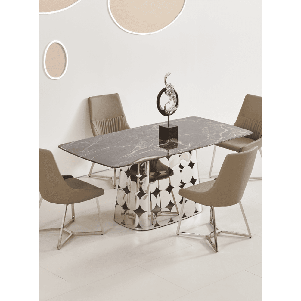 Maya Cultured Marble Dining Table (140cm/160cm/180cm) - Maxi Home Furnishing