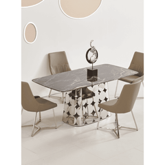 Maya Cultured Marble Dining Table (140cm/160cm/180cm) - Maxi Home Furnishing