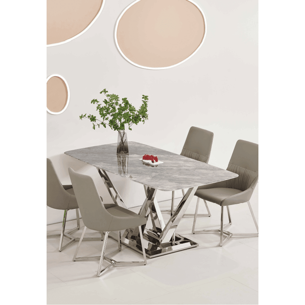 Sergio Glossy Sintered Stone Dining Table - Maxi Home Furnishing