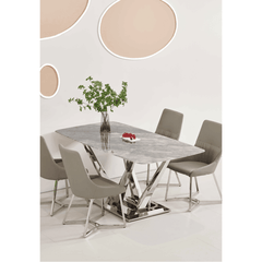Sergio Glossy Sintered Stone Dining Table - Maxi Home Furnishing