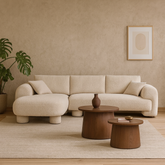 Brown couch and houseplant in living room design.