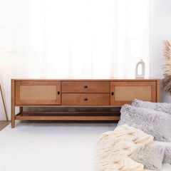 Megafurniture | Delora Wooden TV Console with Rattan Drawers | TV Console