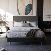 Manovel Fabric Divan Bed Frame (Water Repellent) + Somnuzยฎ Durafirm 10" Spring Mattress with Eurotop