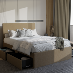 Manovel Grey Fabric Drawer Bed (Water Repellent)