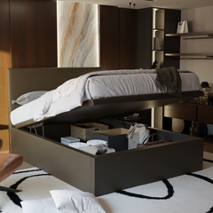 Manovel Brown Faux Leather Storage Bed + Somnuz® Comfy 10" Individual Pocketed Spring Mattress