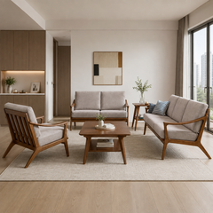 Calvion Wooden Fabric Sofa