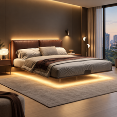 Novrisa Leather Floating Bed Frame (With LED)