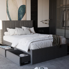 Snova Grey Fabric Drawer Bed (Water Repellent)