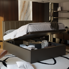 Snova Brown Faux Leather Storage Bed + Somnuz® Comfy 10" Individual Pocketed Spring Mattress