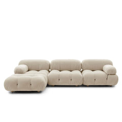 Fabiana Velvet Fabric Sectional Sofa in Cream
