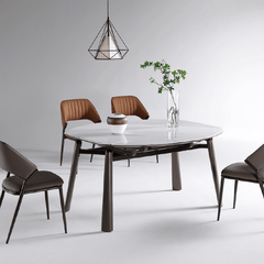 Ginny Sintered Stone Extendable Round Dining Table