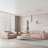 Elda Pink Leathaire Sofa