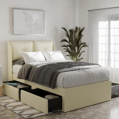 Kendrix Faux Leather Drawer Bed Frame