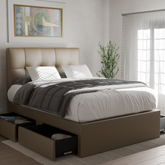 Zerith Faux Leather Drawer Bed Frame