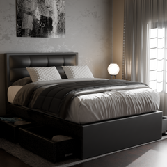 Melina Faux Leather Drawer Bed Frame
