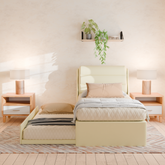 Lucy 3 in 1 Pull-Out Faux Leather Bed Frame