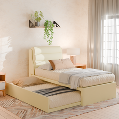 Lucy 3 in 1 Pull-Out Faux Leather Bed Frame