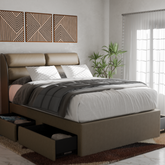 Zyler Faux Leather Drawer Bed Frame