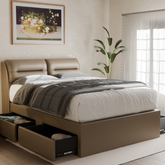 Lynara Faux Leather Drawer Bed Frame